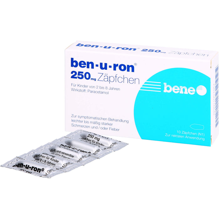 ben-u-ron 250 mg Zäpfchen bei Schmerzen und Fieber, 10 pc Suppositoires