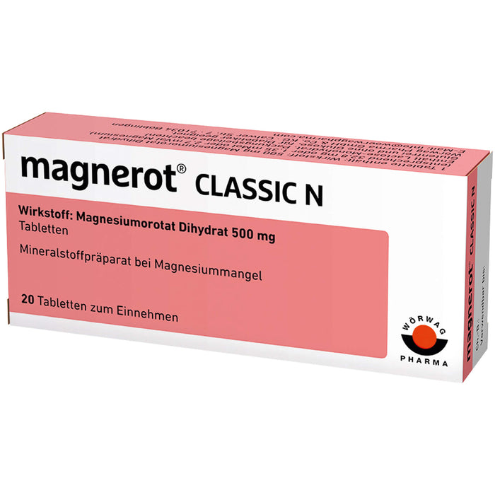 magnerot Classic N Tabletten bei Magnesiummangel, 20 pc Tablettes