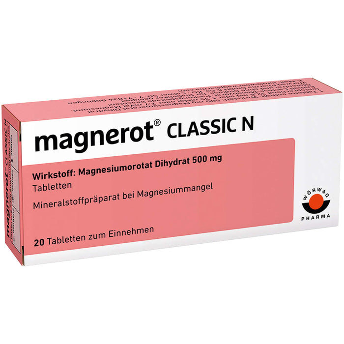 magnerot Classic N Tabletten bei Magnesiummangel, 20 pc Tablettes