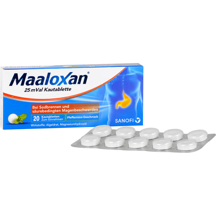 Maalox 25 mVal Kautabletten Reimport Kohlpharma, 20 pc Tablettes