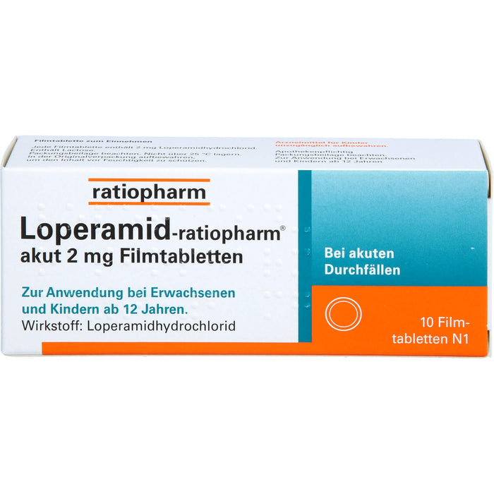 Loperamid-ratiopharm akut Filmtabletten, 10 pc Tablettes