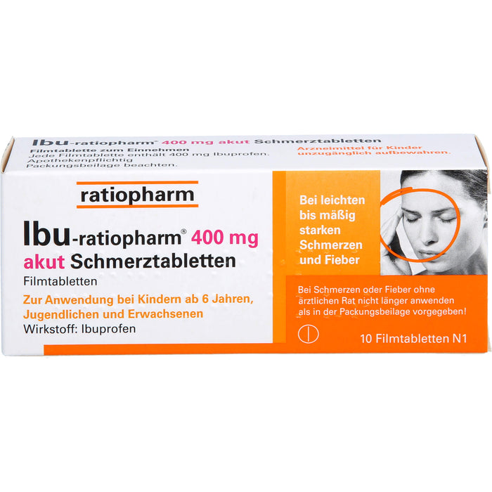 IBU-ratiopharm akut 400 mg akut Schmerztabletten, 10 St. Tabletten