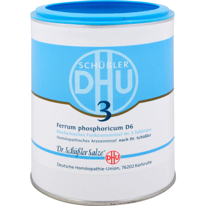 DHU Schüßler-Salz Nr. 3 Ferrum phosphoricum D6, Das Mineralsalz des Immunsystems – das Original, 1000 St. Tabletten