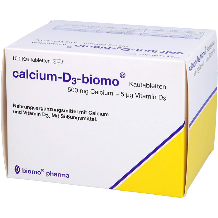 Calcium-D3-biomo Kautabletten 500+D, 100 pcs. Tablets