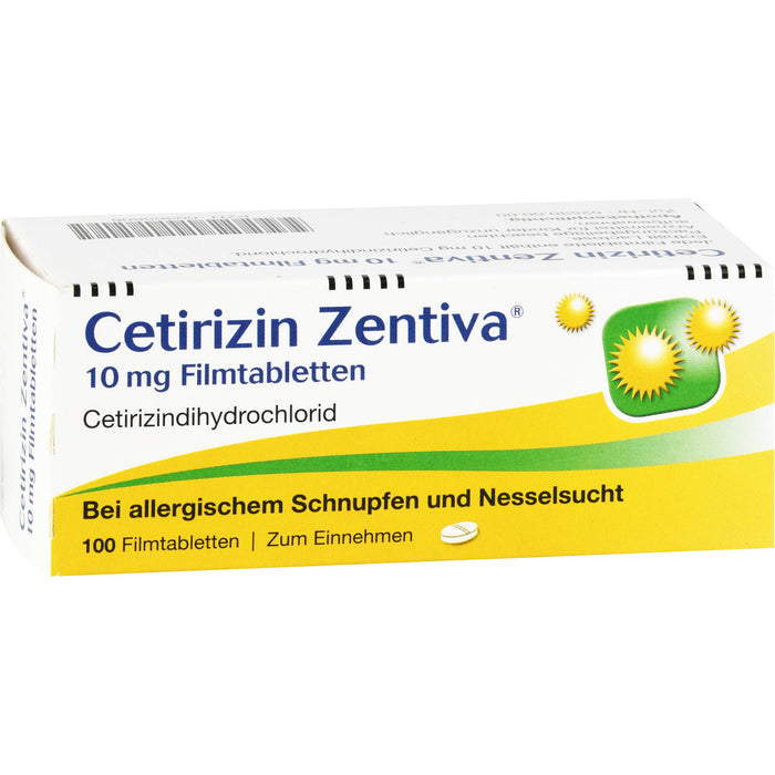 Cetirizin Zentiva 10 mg Filmtabletten bei Allergien, 100 St. Tabletten