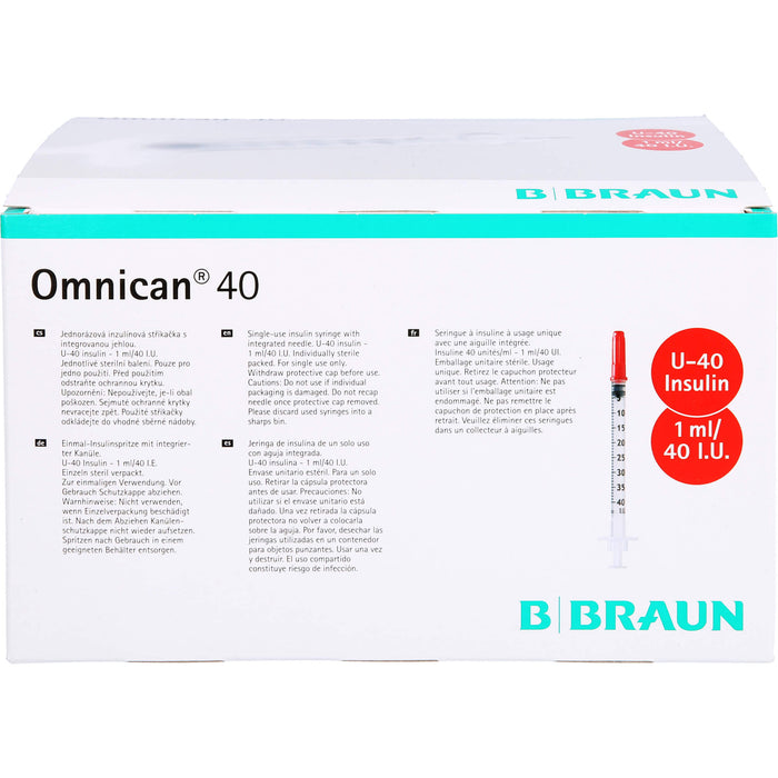 Omnican 40 1,0ml Insulinspritzen, 40 I.E. Nennvolumen, U-40 Insulin; 0,30x12mm, 100X1 St SRI