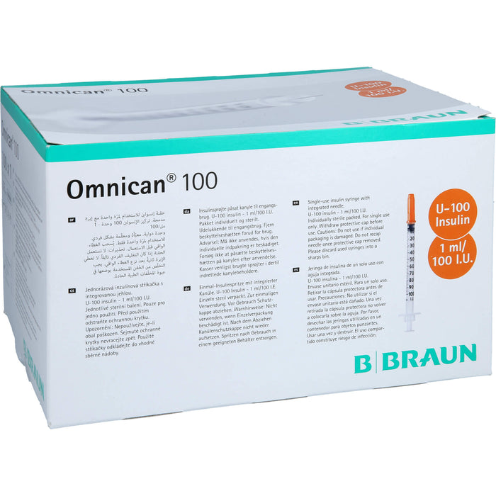 Omnican 100 1ml Insulinspritzen, 100 I.E. Nennvolumen, U-100 Insulin; 0,30x8mm, 100X1 St SRI