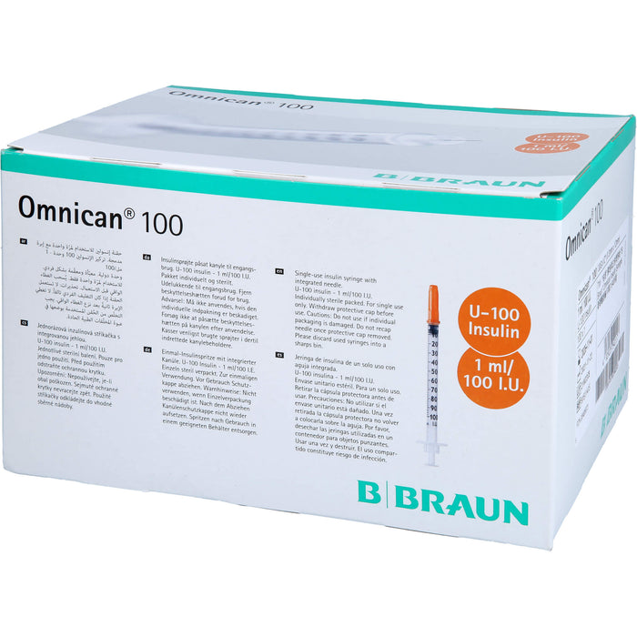 Omnican 100 1ml Insulinspritzen, 100 I.E. Nennvolumen, U-100 Insulin; 0,30x12mm, 100X1 St SRI