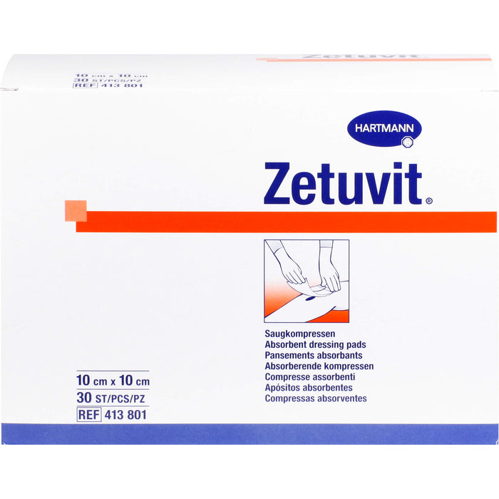 ZETUVIT Saugkompresse unsteril 10x10cm CPC, 30 St KOM