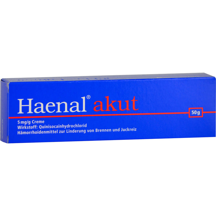 Haenal akut Creme Hämorrhoidenmittel  zur Linderung von Brennen und Juckreiz, 50 g Crème