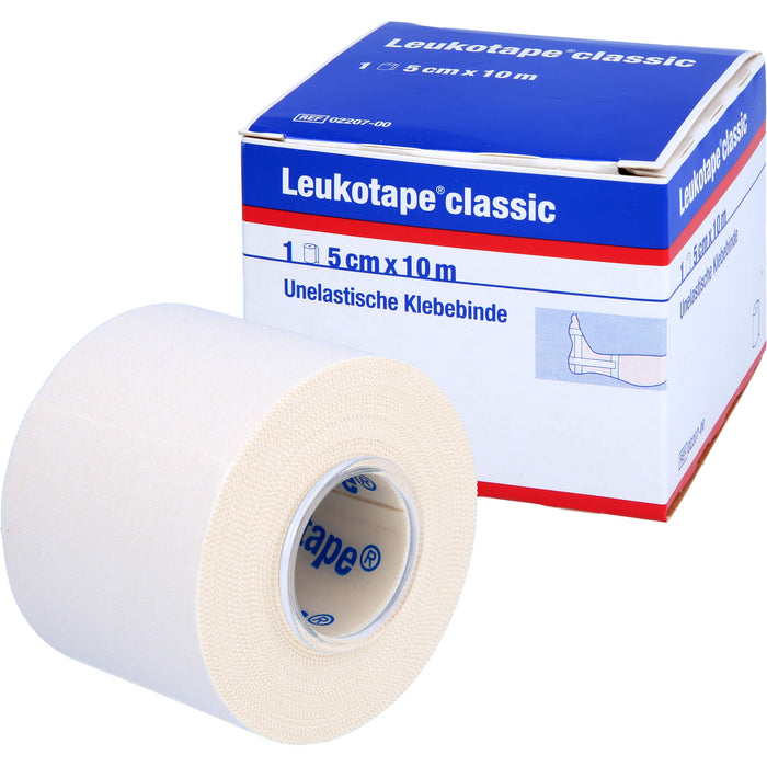 Leukotape classic 5 cm x 10 m weiß unelastische Klebebinde, 1 pc Bandage