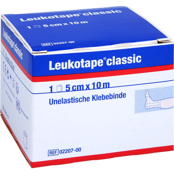 Leukotape classic 5 cm x 10 m weiß unelastische Klebebinde, 1 pc Bandage