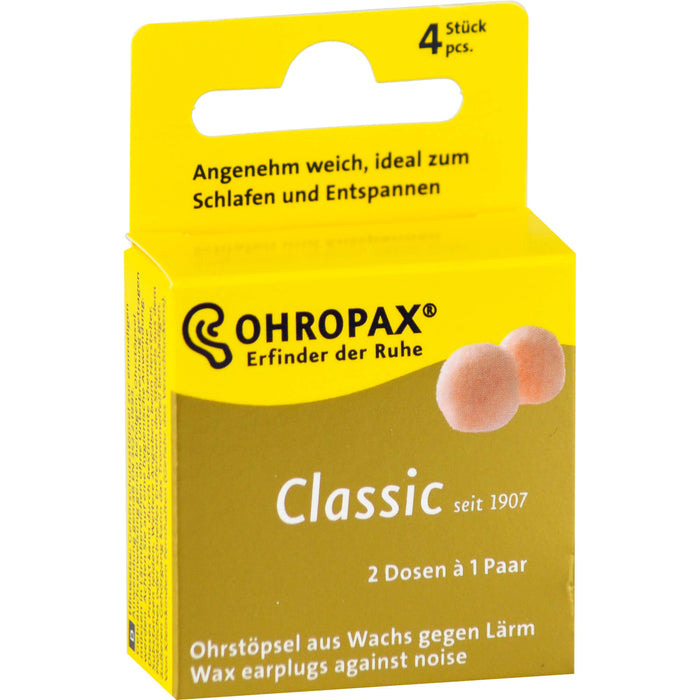 OHROPAX Classic Ohrstöpsel aus Wachs, 4 pc Bouchons d'oreilles