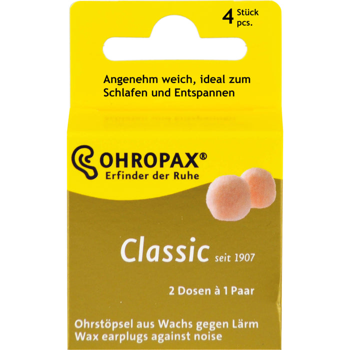 OHROPAX Classic Ohrstöpsel aus Wachs, 4 pc Bouchons d'oreilles