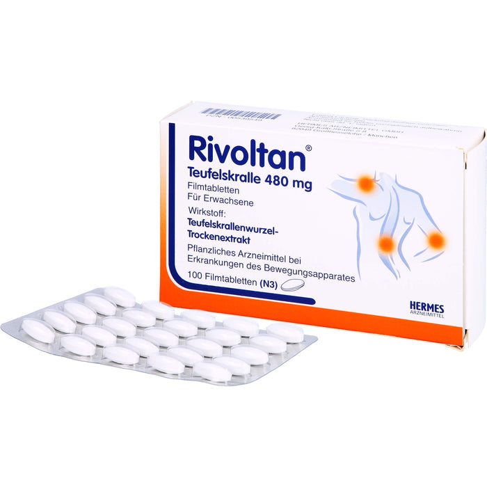 Rivoltan Teufelskralle 480 mg Filmtabletten bei Erkrankungen des Bewegungsapparates, 100 pcs. Tablets