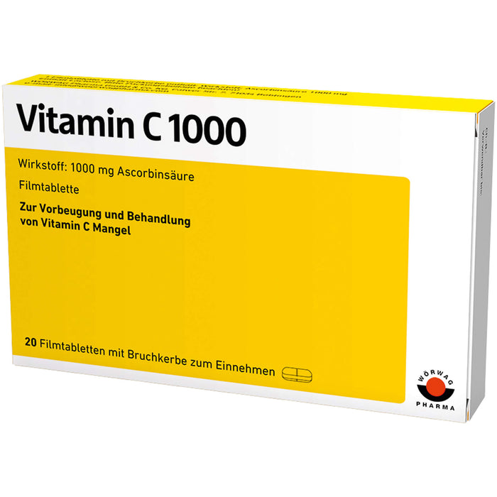 WÖRWAG Pharma Vitamin C 1000 Filmtabletten, 20 pcs. Tablets