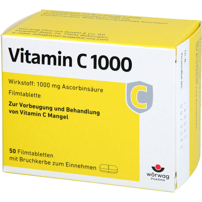 Vitamin C 1000 Wörwag Pharma, 50 pc Tablettes