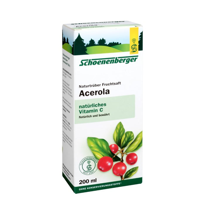 Schoenenberger Acerola mit natürlichem Vitamin C naturtrüber Fruchtsaft, 200 ml Solution