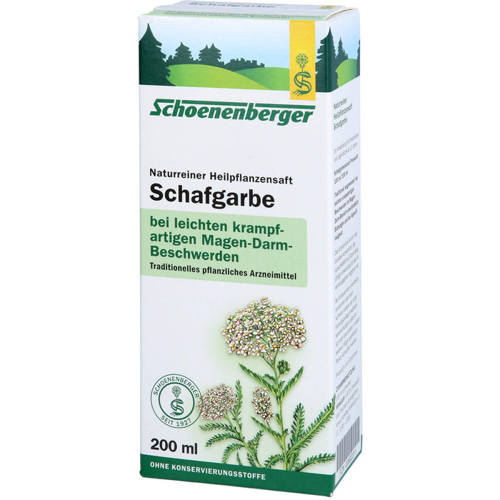 Schoenenberger Naturreiner Heilpflanzensaft Schafgarbe bei leichten krampfartigen Beschwerden im Magen-Darm-Bereich, 200 ml Solution