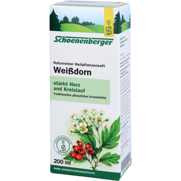 Schoenenberger naturreiner Heilpflanzensaft Weißdorn stärkt Herz und Kreislauf, 200 ml Lösung