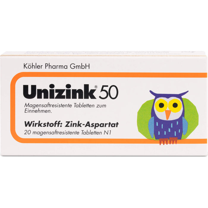 Unizink 50 mg magensaftresistente Tabletten, 20 pc Tablettes