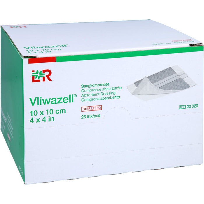 Vliwazell hochsaugfähige Universalkompresse steril 10 cm x 10 cm, 25 pc Compresses