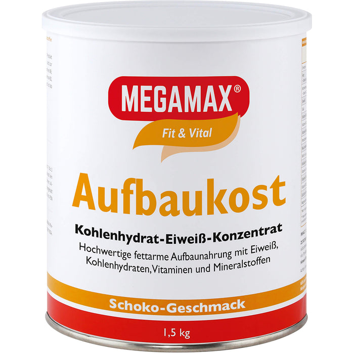 MEGAMAX Fit & Vital Aufbaukost Kohlenhydrat-Eiweiß-Konzentrat Schoko-Geschmack, 1500 g Poudre