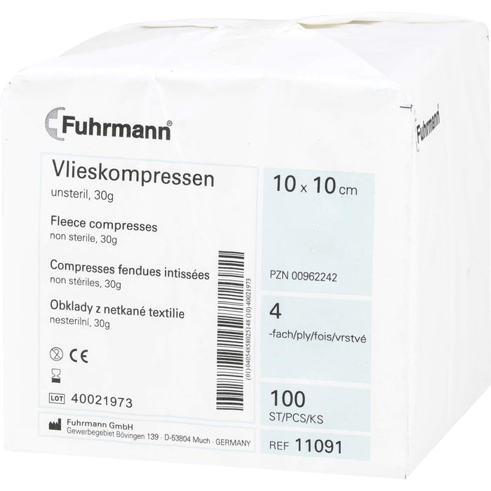 Vlieskompressen 10x10cm 4lagig unsteril, 100 St KOM