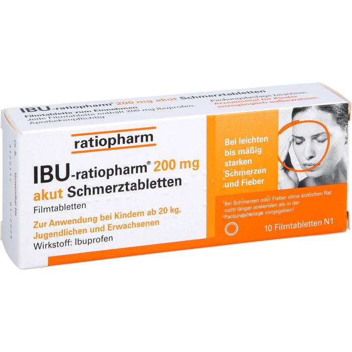 IBU-ratiopharm 200 mg akut Schmerztabletten Filmtabletten, 10 pcs. Tablets