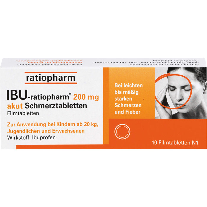 IBU-ratiopharm 200 mg akut Schmerztabletten Filmtabletten, 10 pcs. Tablets