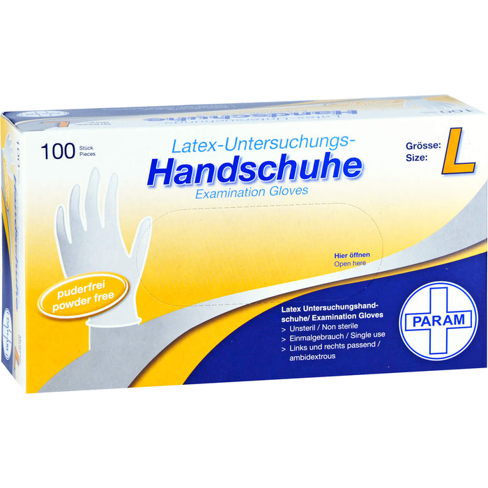 Einmal Handschuhe Latex puderfrei L, 100 pc Gants