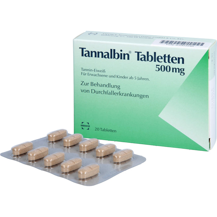 Tannalbin Tabletten 500 mg bei Durchfallerkrankungen, 20 pcs. Tablets