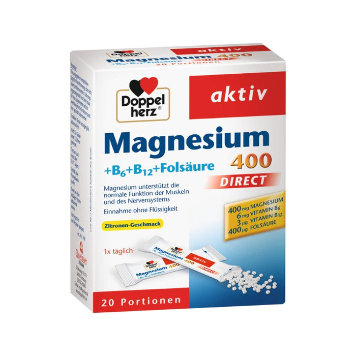 Doppelherz Magnesium + B Vitamine direct Beutel, 20 St. Beutel