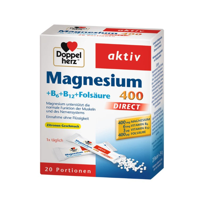 Doppelherz Magnesium + B Vitamine direct Beutel, 20 pc Sachets