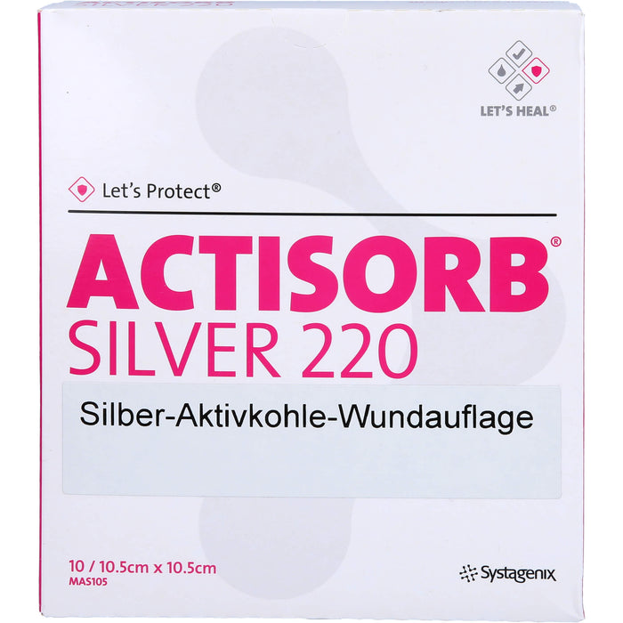 ACTISORB 220 Silver 9,5 x 6,5 cm sterile Silber-Aktivkohle-Wundauflage, 10 St. Kompressen