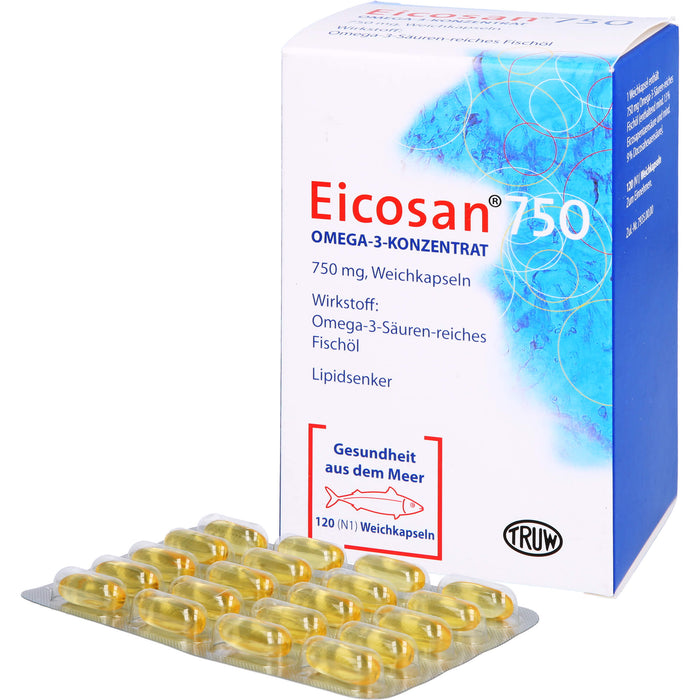 Eicosan 750 Omega-3-Konzentrat Weichkapseln Lipidsenker, 120 pcs. Capsules