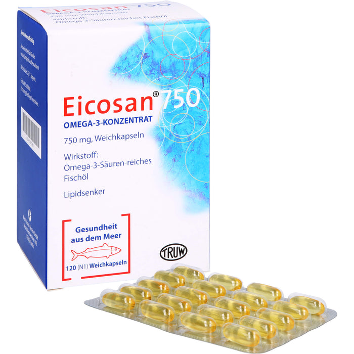 Eicosan 750 Omega-3-Konzentrat Weichkapseln Lipidsenker, 120 St. Kapseln