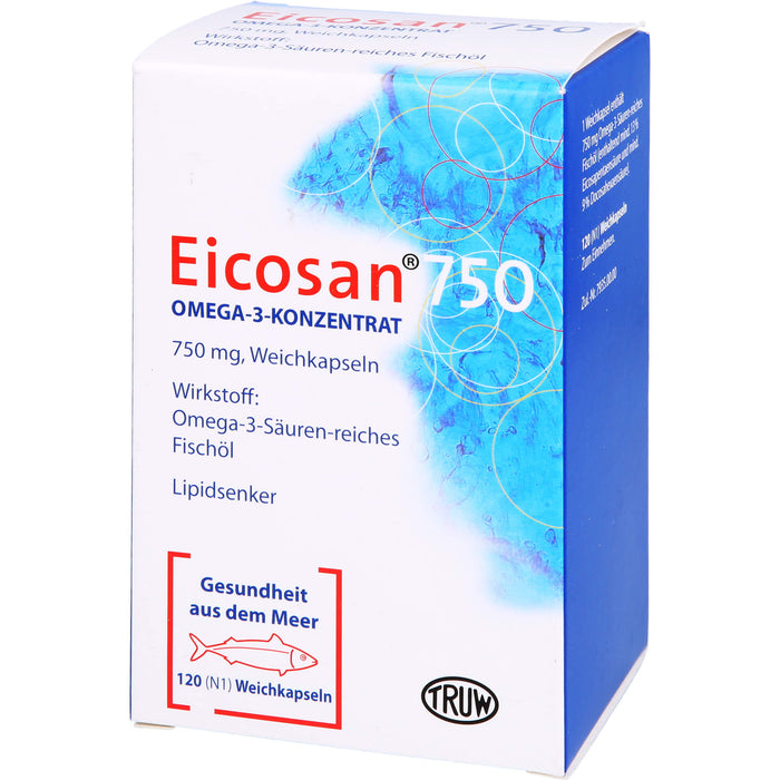 Eicosan 750 Omega-3-Konzentrat Weichkapseln Lipidsenker, 120 pcs. Capsules