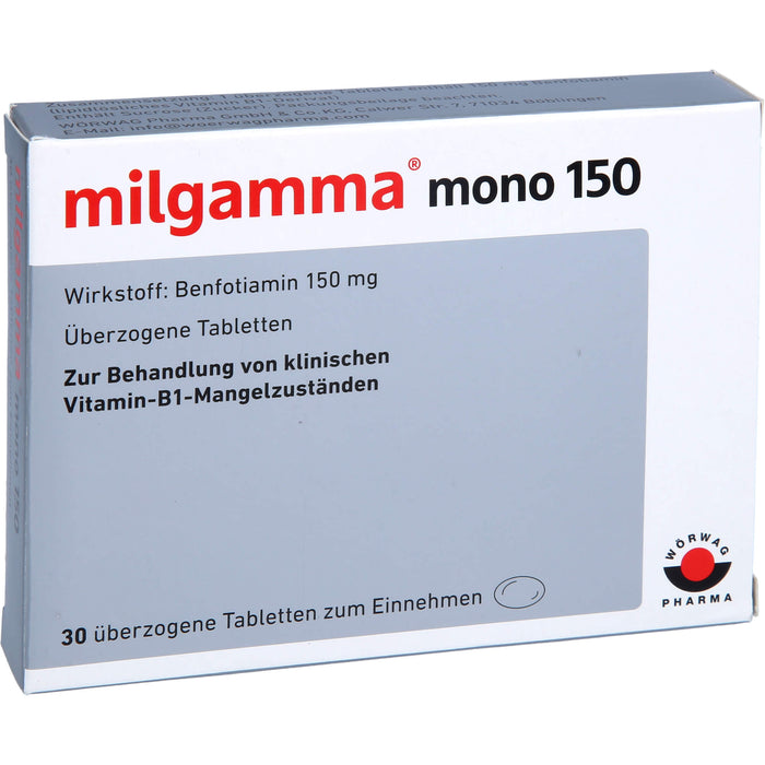 milgamma mono 150 Tabletten bei Vitamin-B1-Mangelzuständen, 30 pc Tablettes