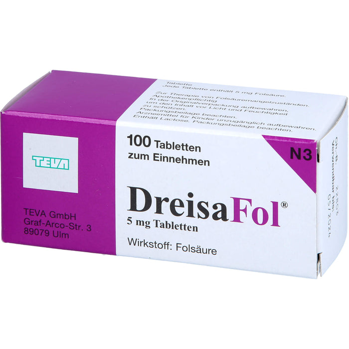 DreisaFol Tabletten bei Folsäuremangelzuständen, 100 pcs. Tablets