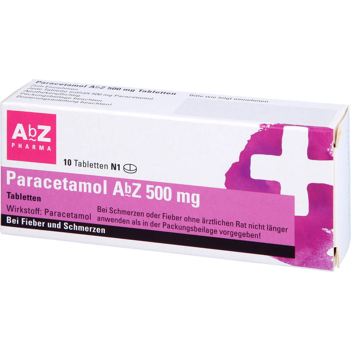 Paracetamol AbZ 500 mg Tabletten bei Fieber und Schmerzen, 10 pcs. Tablets