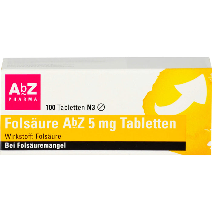 Folsäure AbZ 5 mg Tabletten bei Folsäuremangel, 100 St. Tabletten