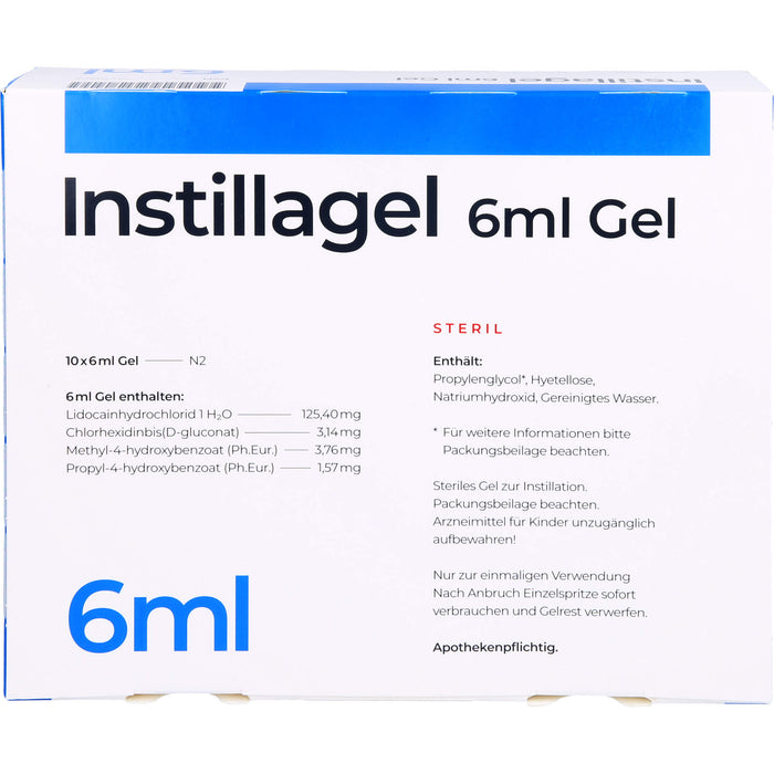 Instillagel steriles Gel zur Schleimhautdesinfektion und zur Lokalanästhesie, 10 pc Gel