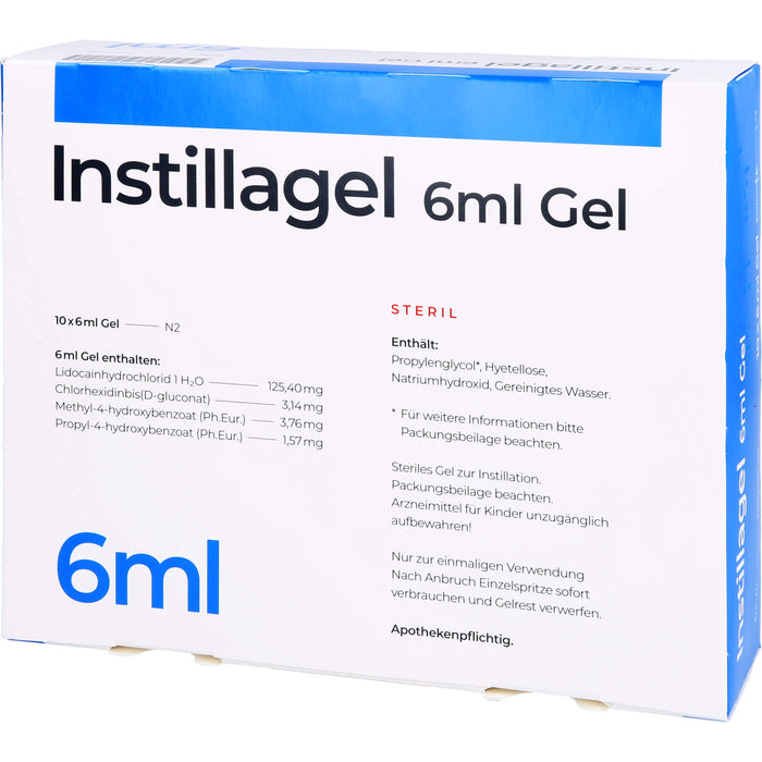 Instillagel steriles Gel zur Schleimhautdesinfektion und zur Lokalanästhesie, 10 pc Gel