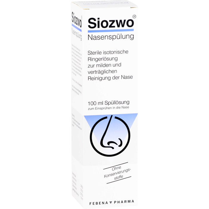 Siozwo Nasenspülung sterile isotonische Ringerlösung zur milden Reinigung der Nase, 100 ml Nasal douche