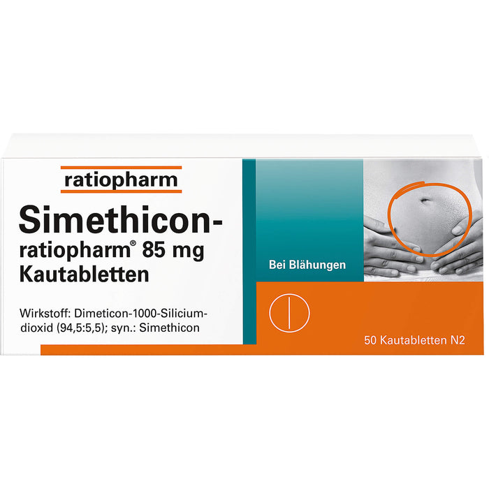 Simethicon-ratiopharm 85 mg Kautabletten bei Blähungen, 50 pc Tablettes