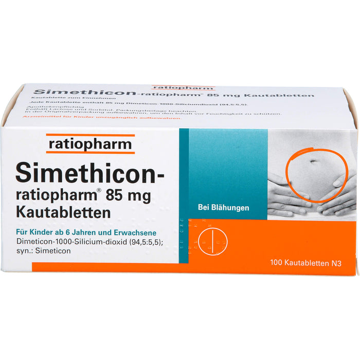 Simethicon-ratiopharm 85 mg Kautabletten bei Blähungen, 100 St. Tabletten