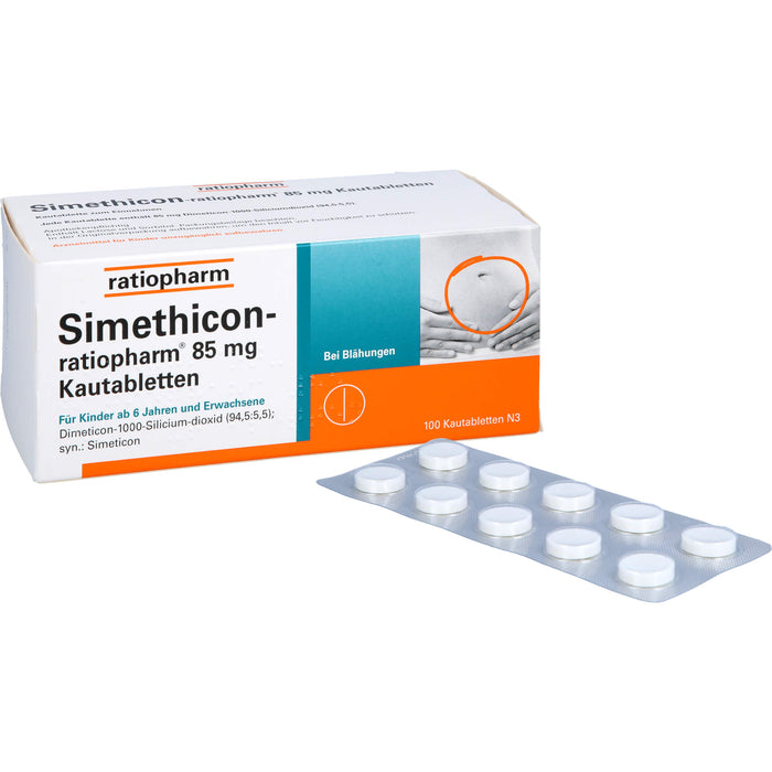 Simethicon-ratiopharm 85 mg Kautabletten bei Blähungen, 100 pcs. Tablets