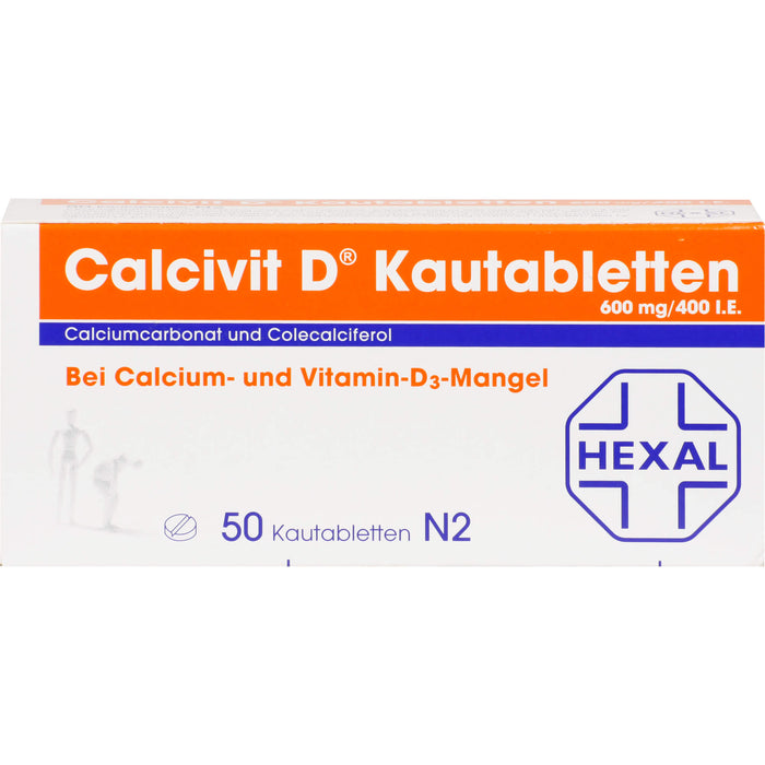 Calcivit D Kautabletten 600 mg/400 I.E., 50 pc Tablettes