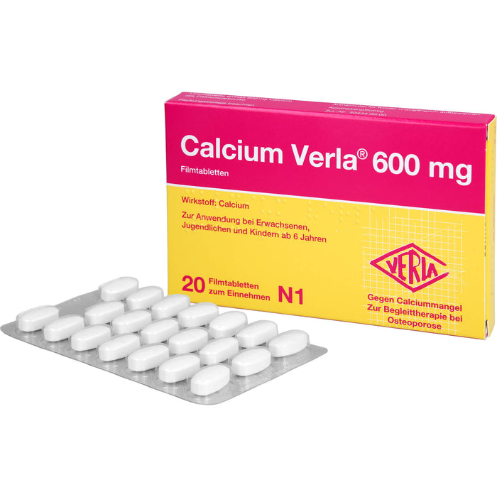 Calcium Verla 600 mg Filmtabletten, 20 pc Tablettes